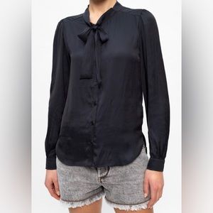 Zadig & Voltaire Tie Neck Blouse in Charcoal
